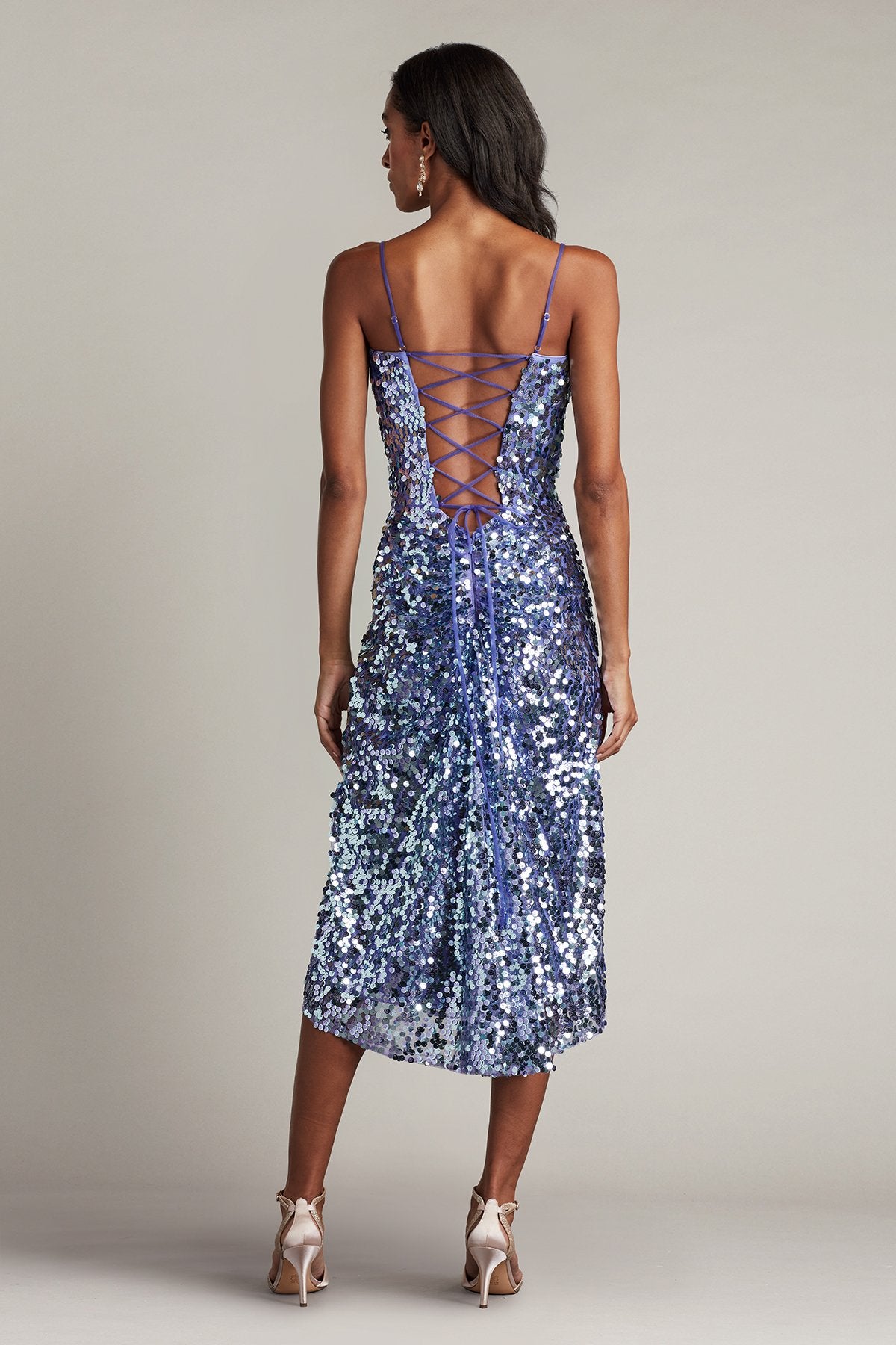 Mikala Sequin Corset Back Midi Dress