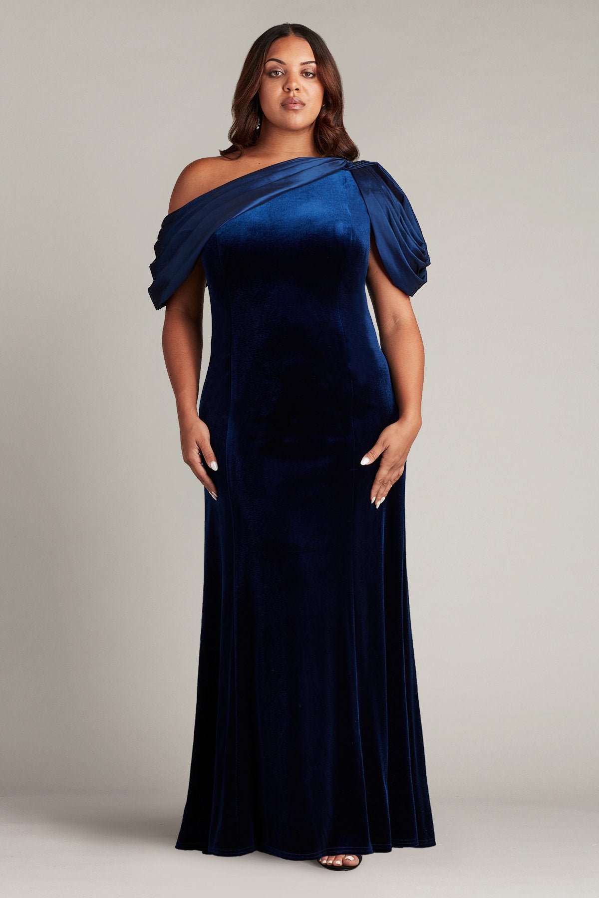Copley Shoulder Drape Velvet Gown - PLUS SIZE