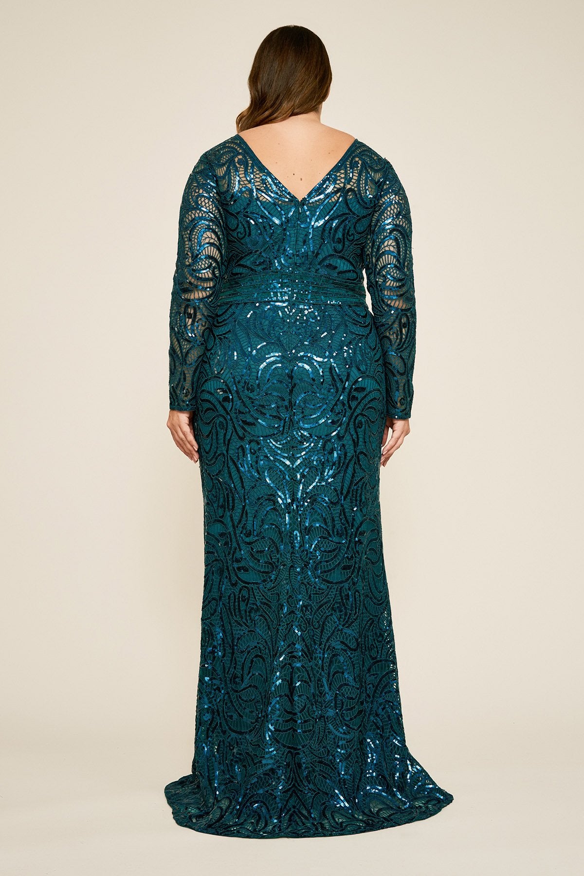 Fabia Long-Sleeve Sequin Gown - PLUS SIZE