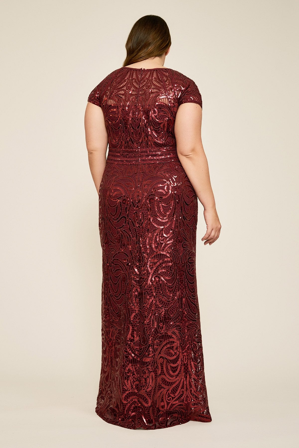 Tadashi Shoji - Fabia Cap-Sleeve Sequin Gown - PLUS SIZE