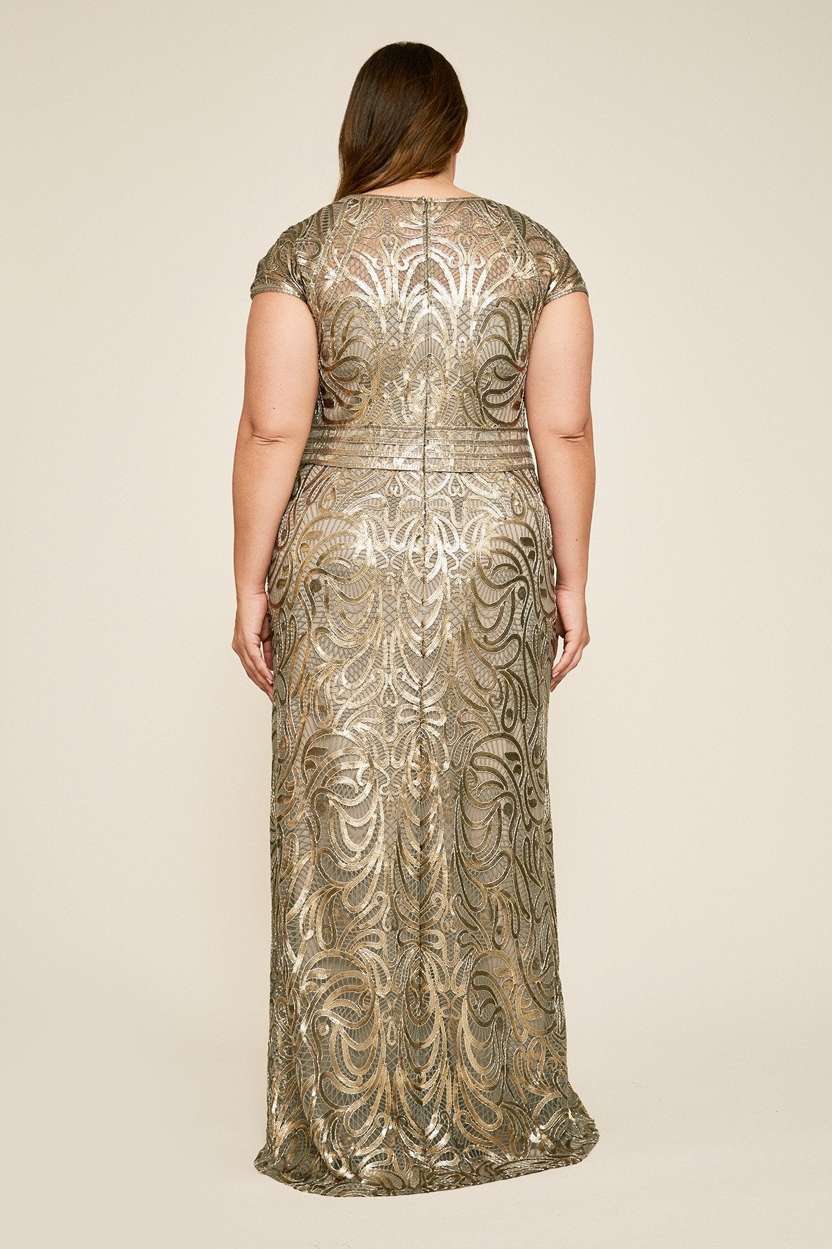 Fabia Cap-Sleeve Sequin Gown - PLUS SIZE