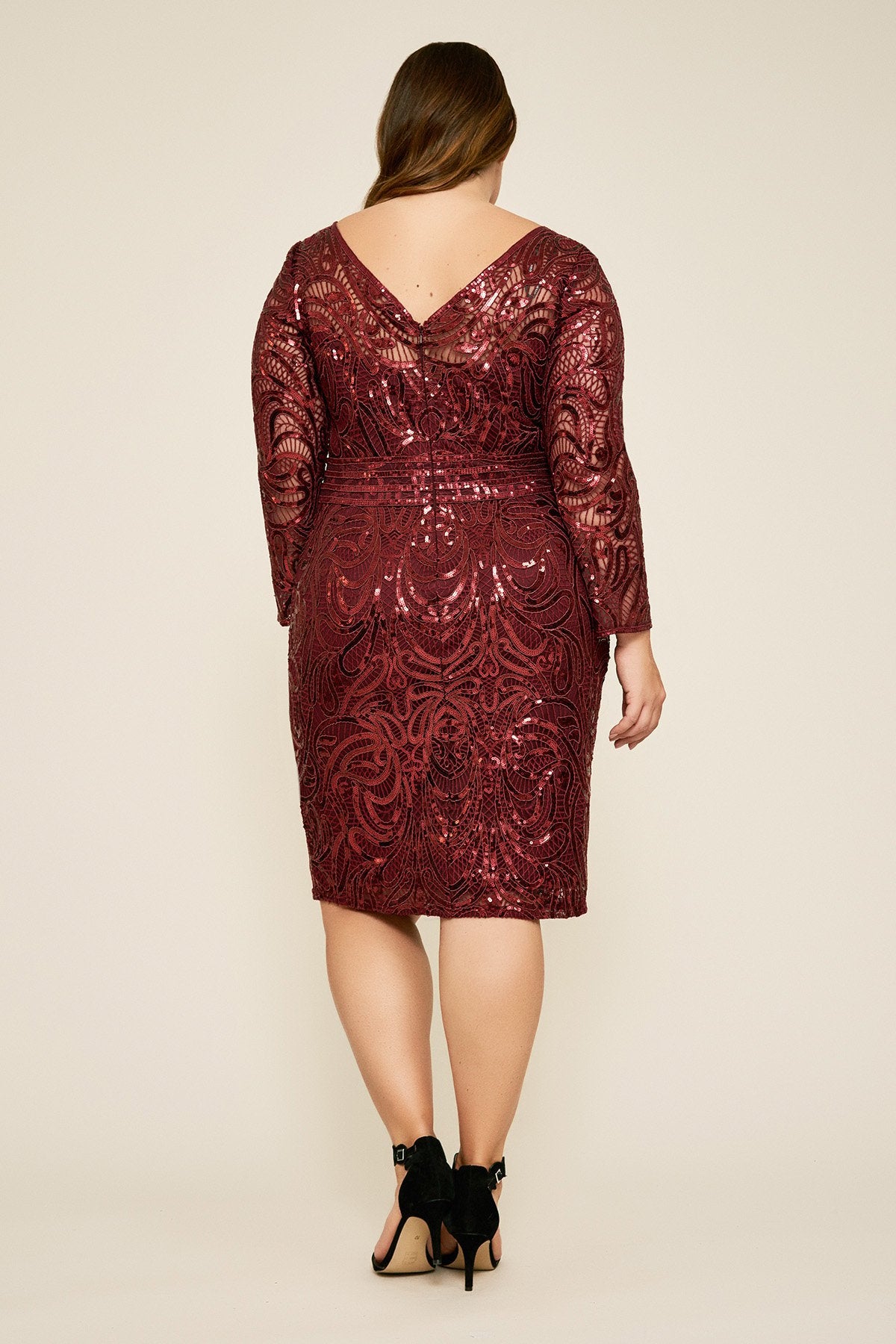 Fabia Long-Sleeve Sequin Dress - PLUS SIZE