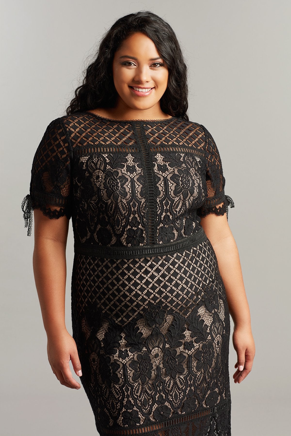 Bobek Lace Tea-Length Dress-PLUS SIZE
