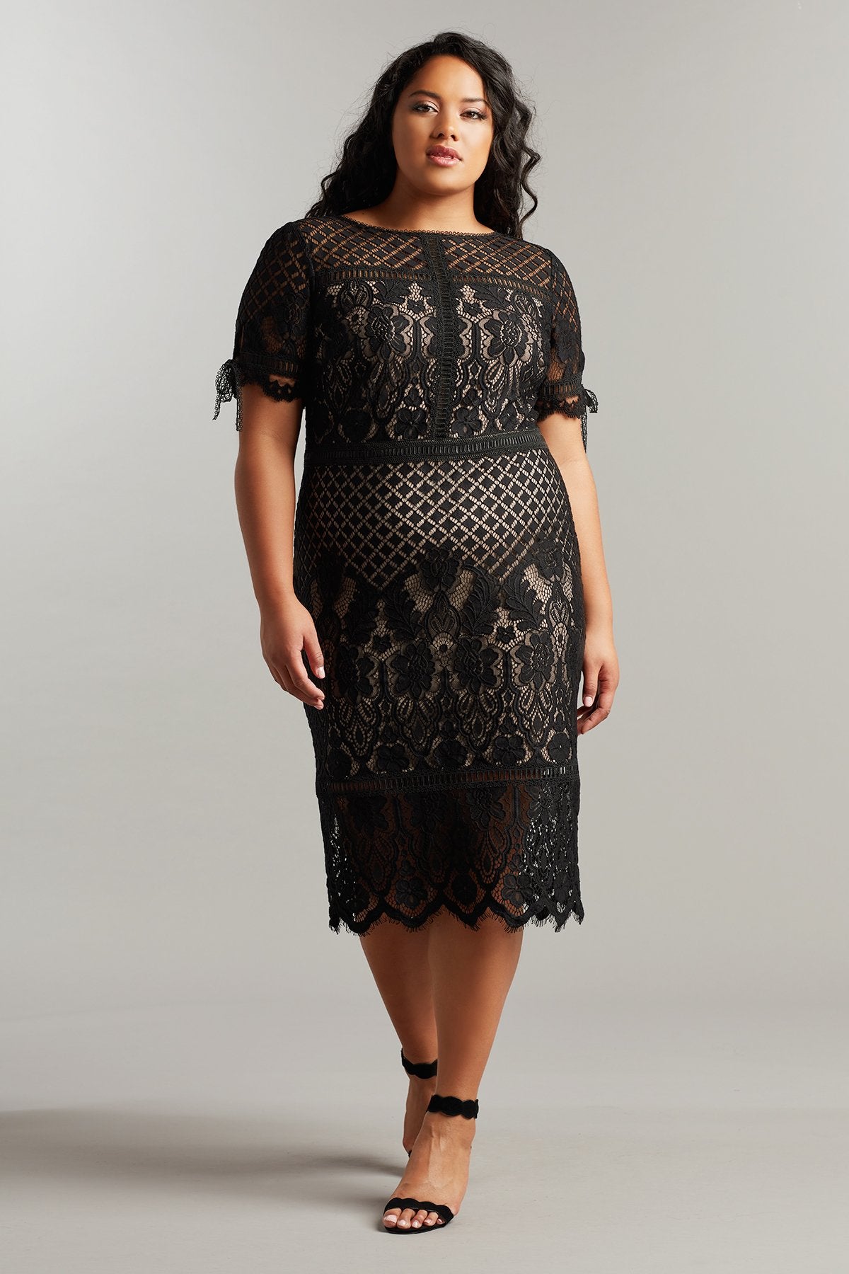Bobek Lace Tea-Length Dress-PLUS SIZE