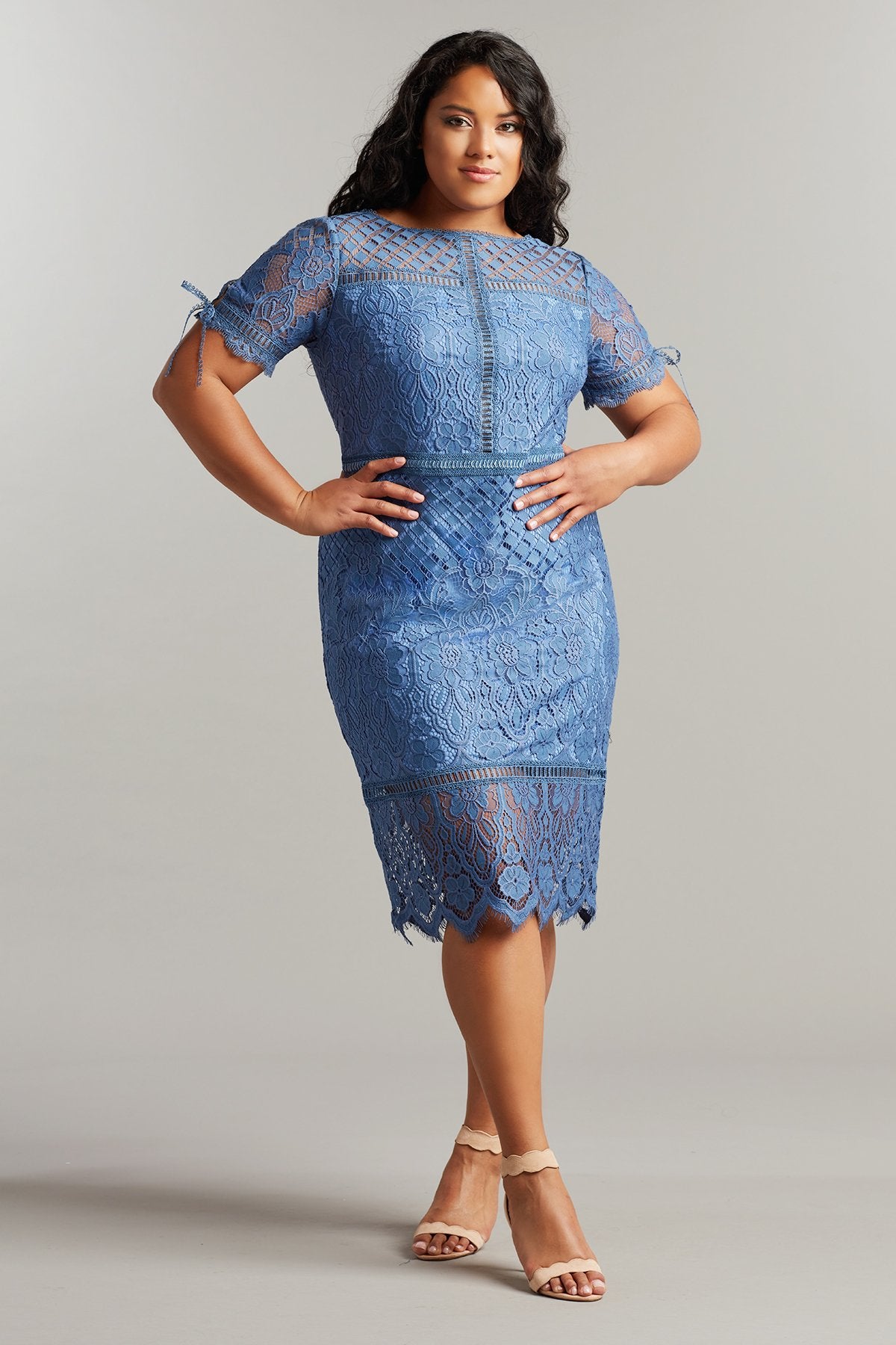 Bobek Lace Tea-Length Dress-PLUS SIZE