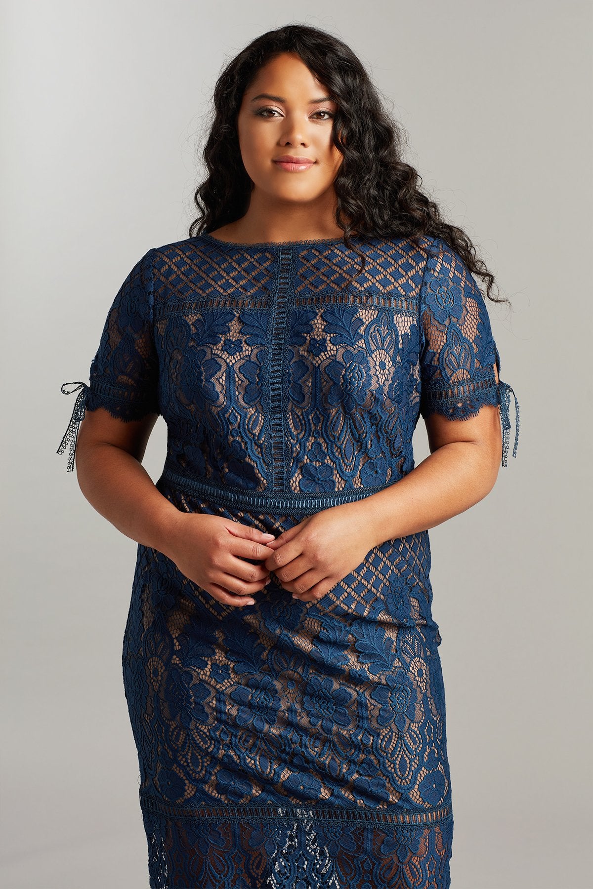 Bobek Lace Tea-Length Dress-PLUS SIZE