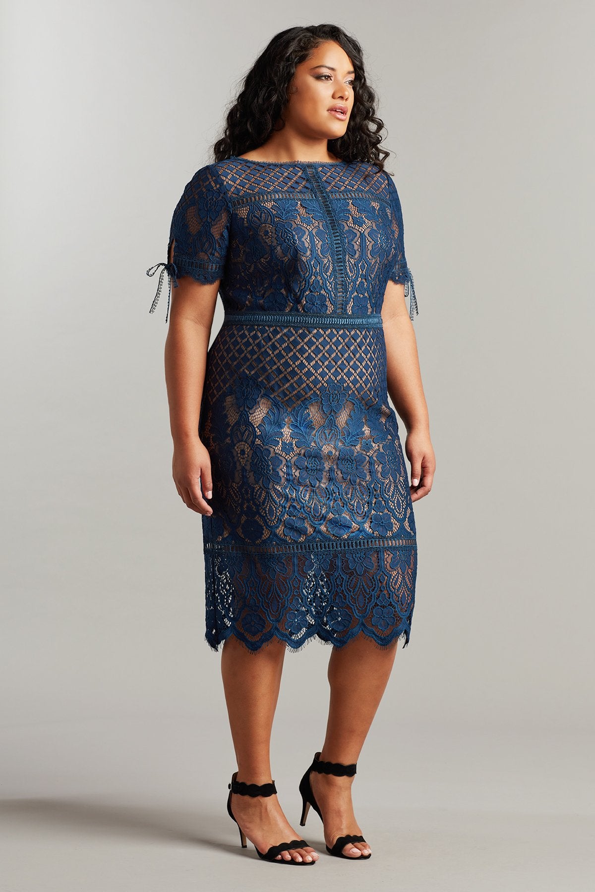Bobek Lace Tea-Length Dress-PLUS SIZE