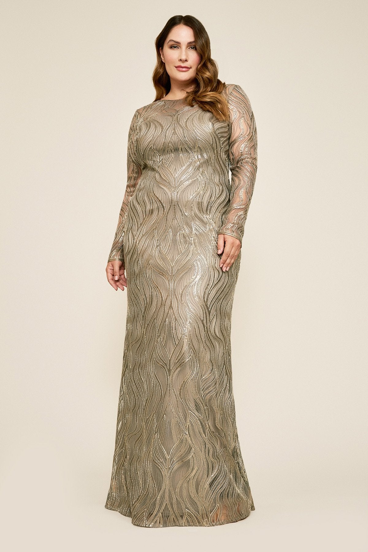 Vibiana Embroidered Sequin Gown - PLUS SIZE