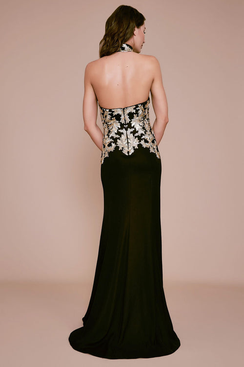 Tadashi Shoji - Abad Halter Sequin Embroidered Gown