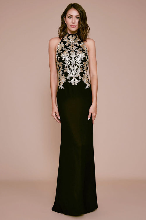 Tadashi Shoji - Abad Halter Sequin Embroidered Gown