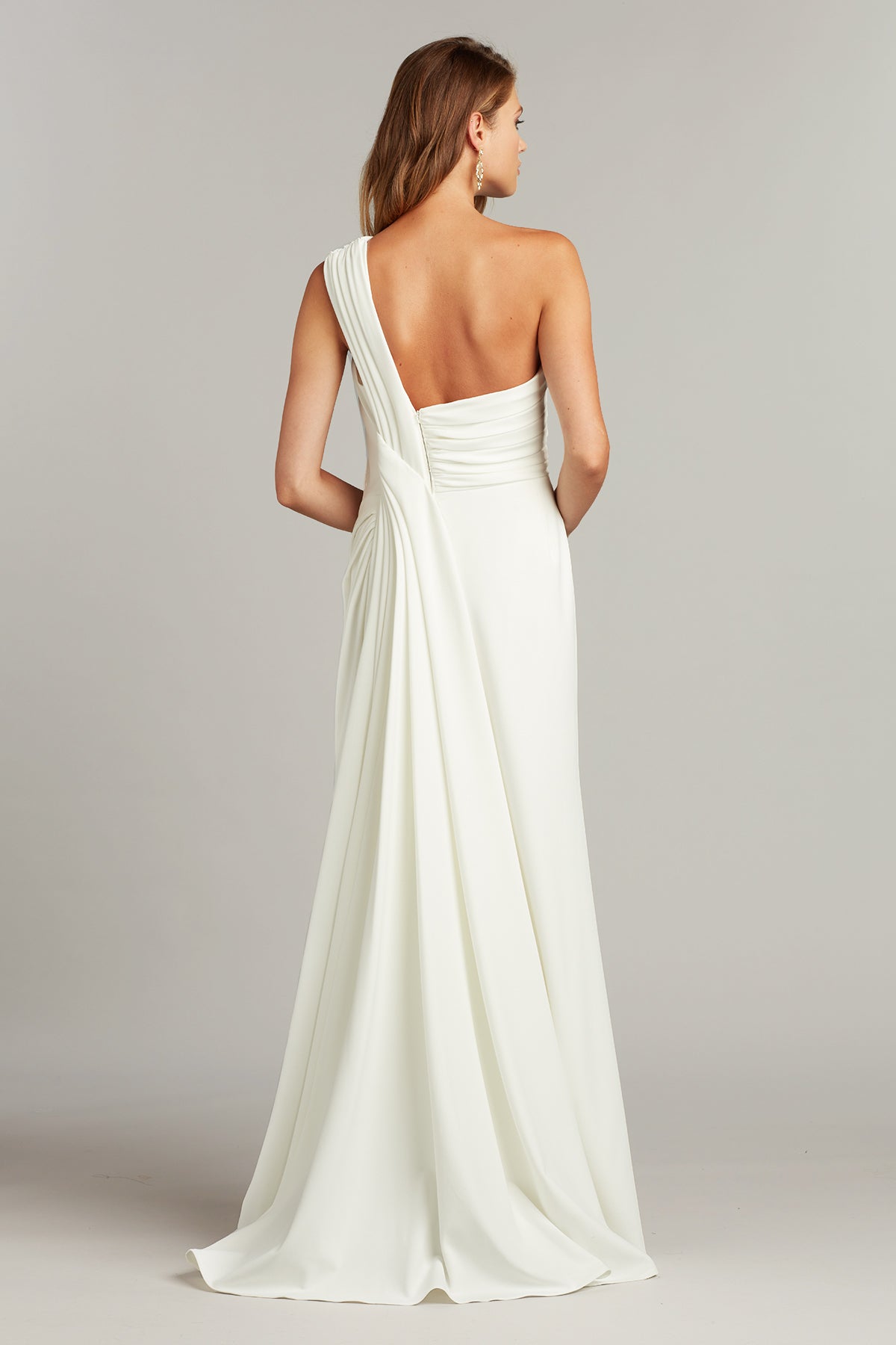  Laine One-Shoulder Crepe Gown