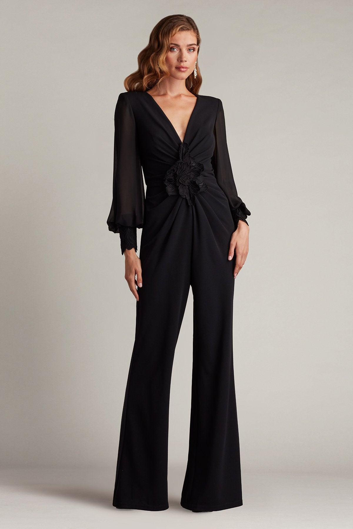 Sahana Bishop Sleeve Plunge Jumpsuit