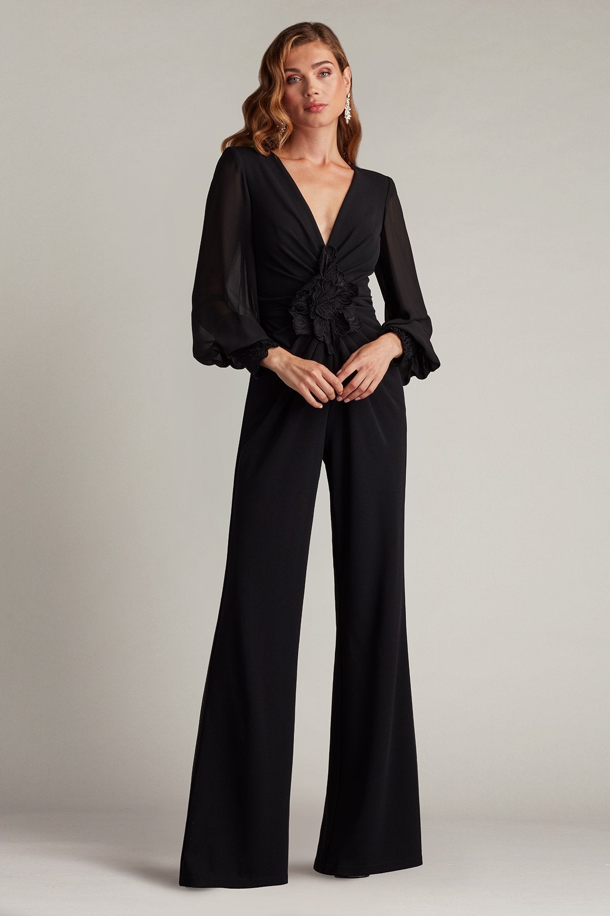 Sahana Bishop Sleeve Plunge Jumpsuit
