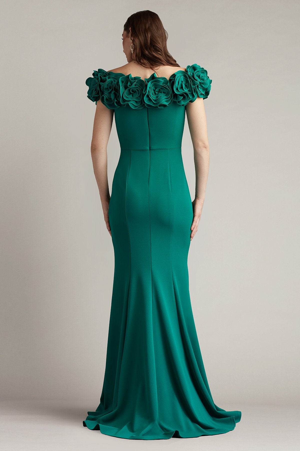 Avenne Rosette-Embellished Gown