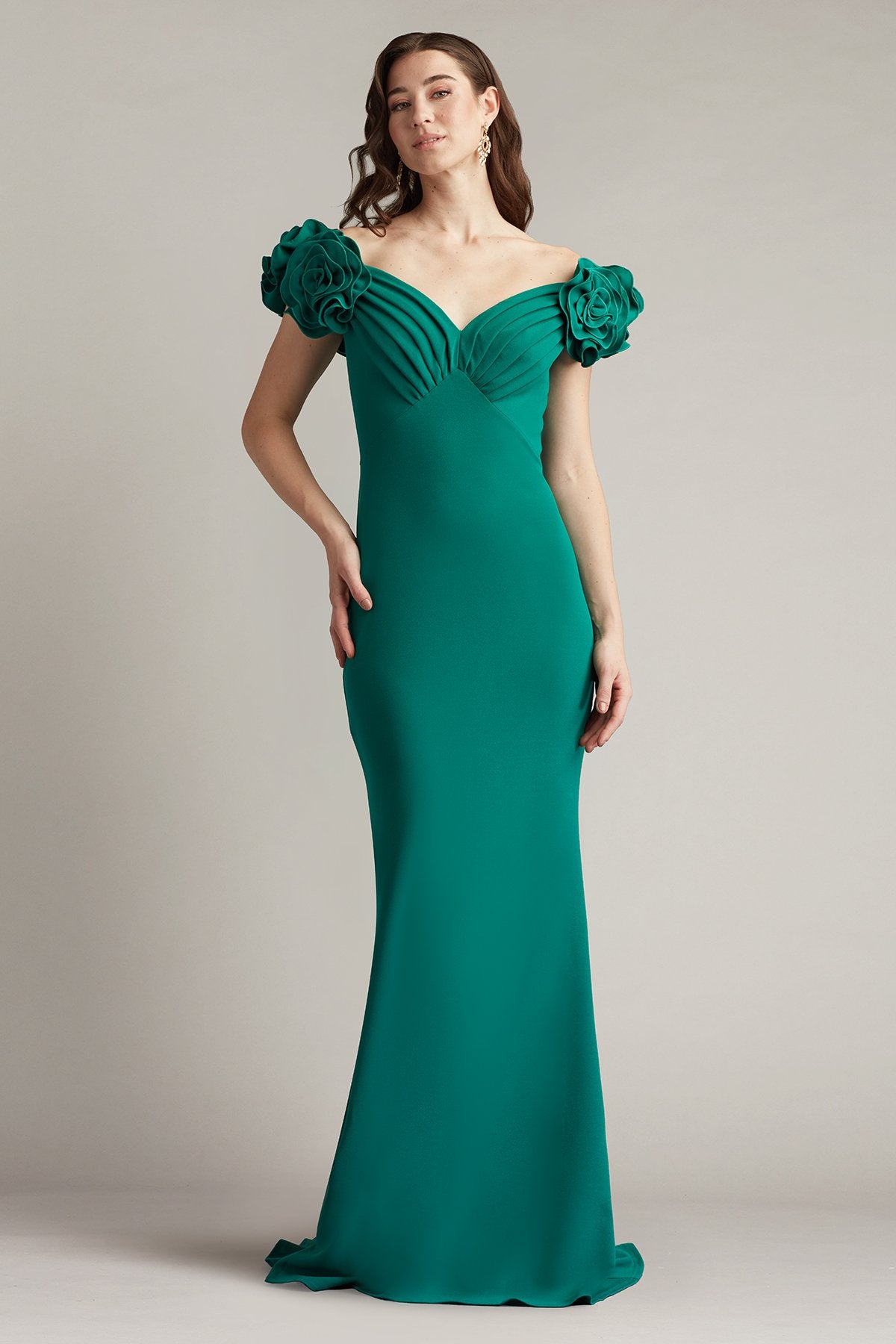 Avenne Rosette-Embellished Gown