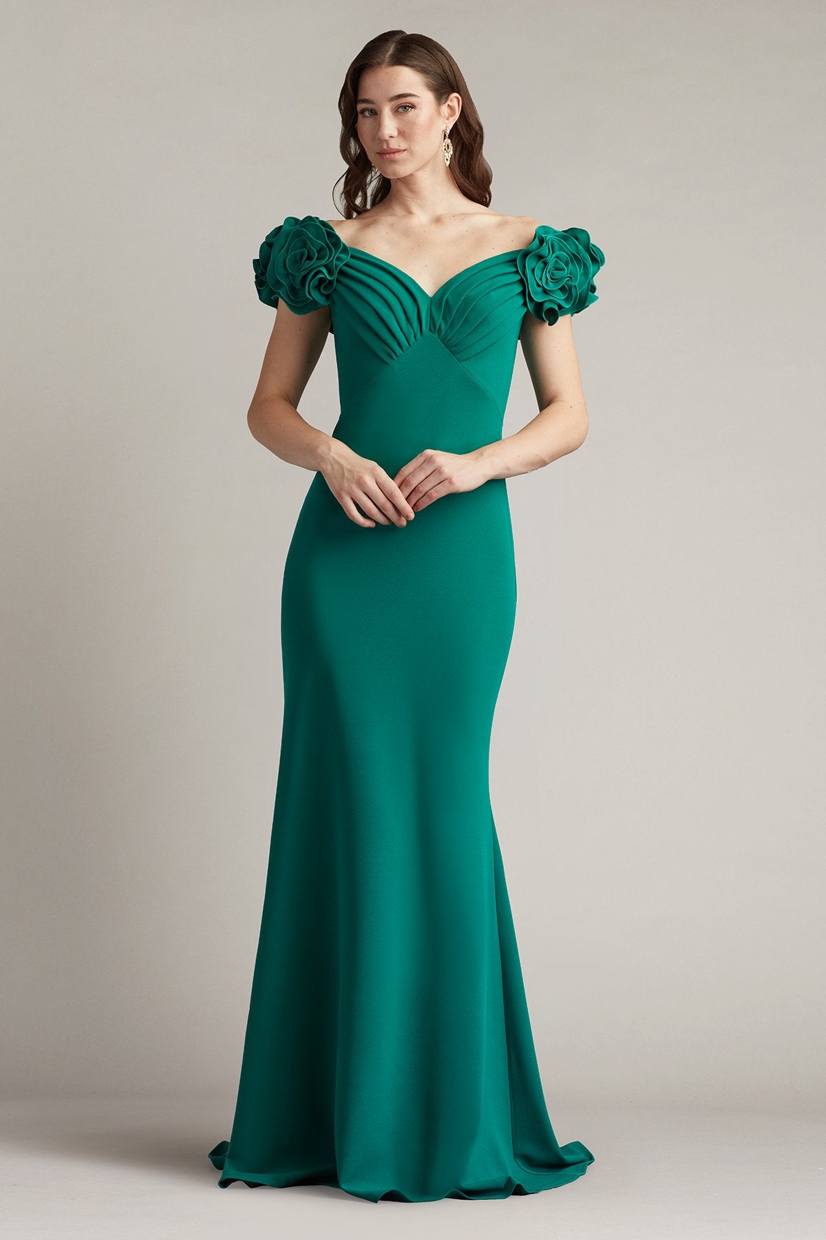 Avenne Rosette-Embellished Gown