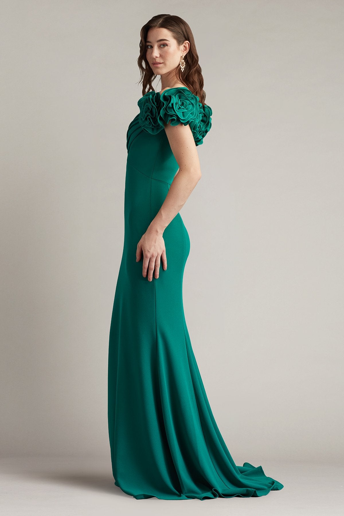 Avenne Rosette-Embellished Gown