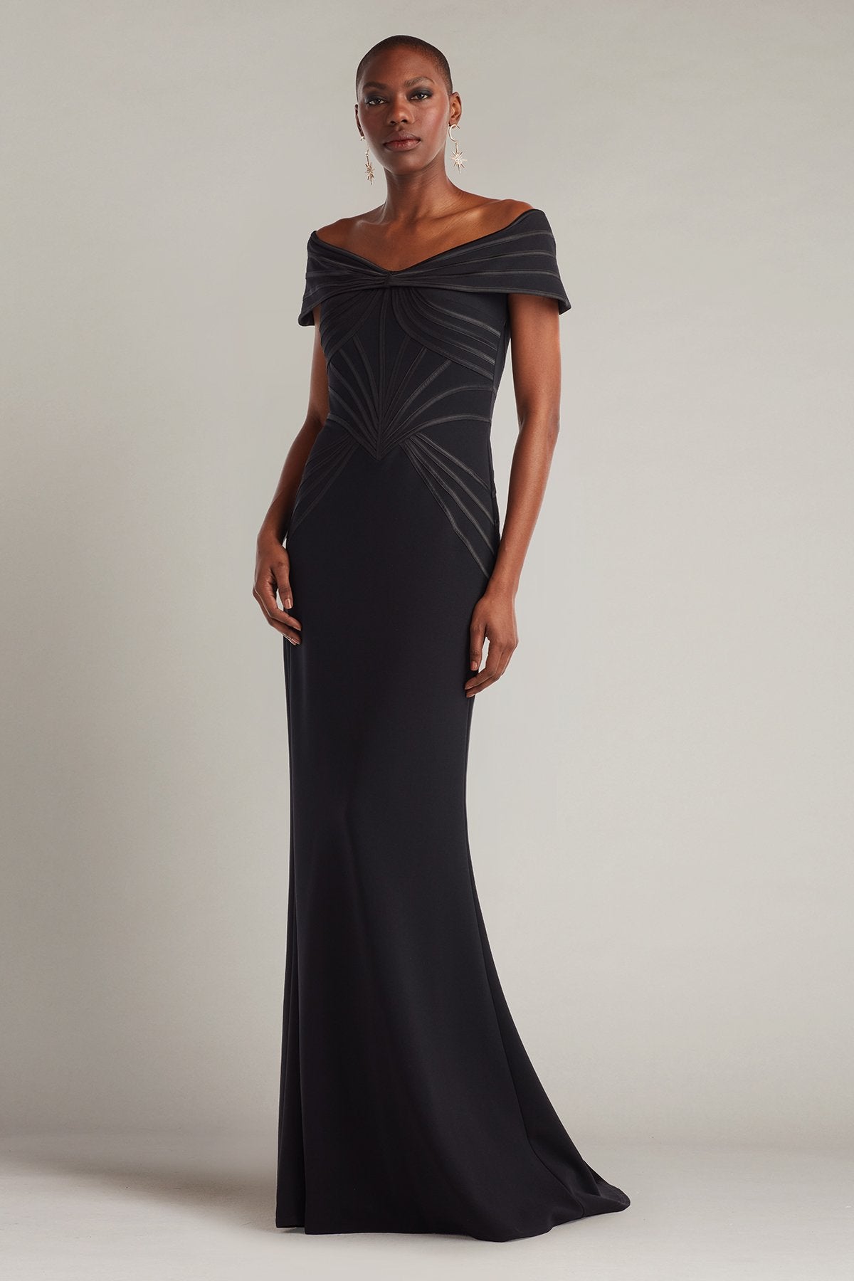 Meridian Sundial Off-Shoulder Gown