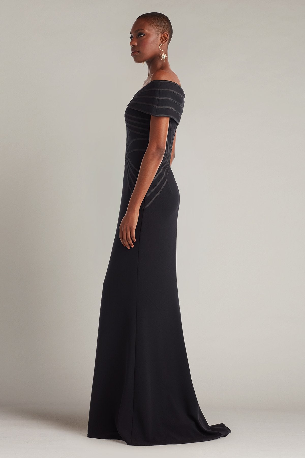 Meridian Sundial Off-Shoulder Gown