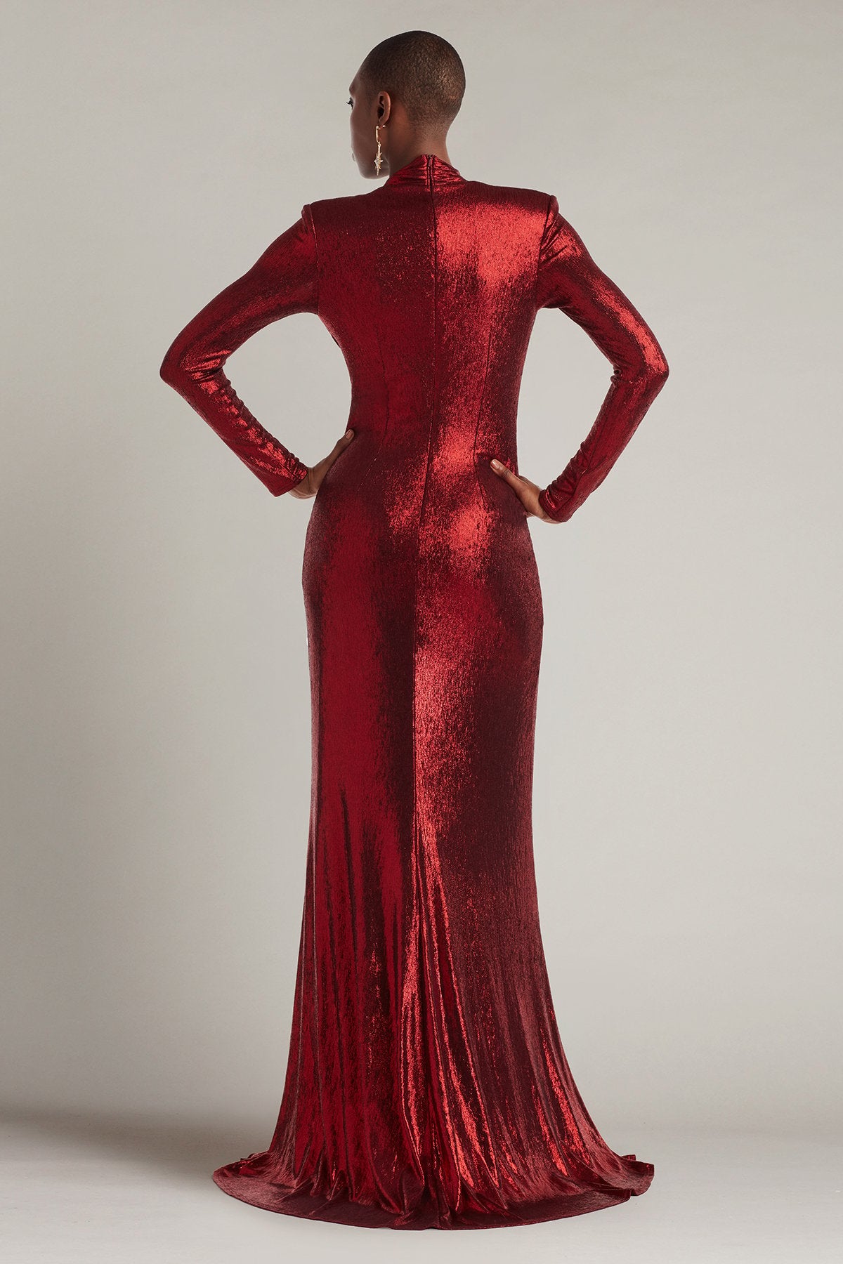 Ferrum Metallic Twist Drape Gown