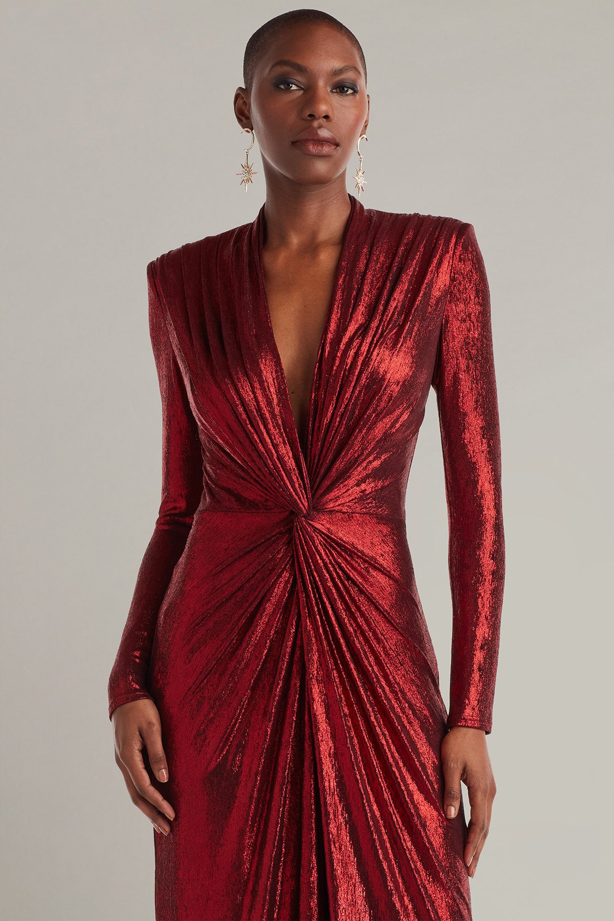 Ferrum Metallic Twist Drape Gown