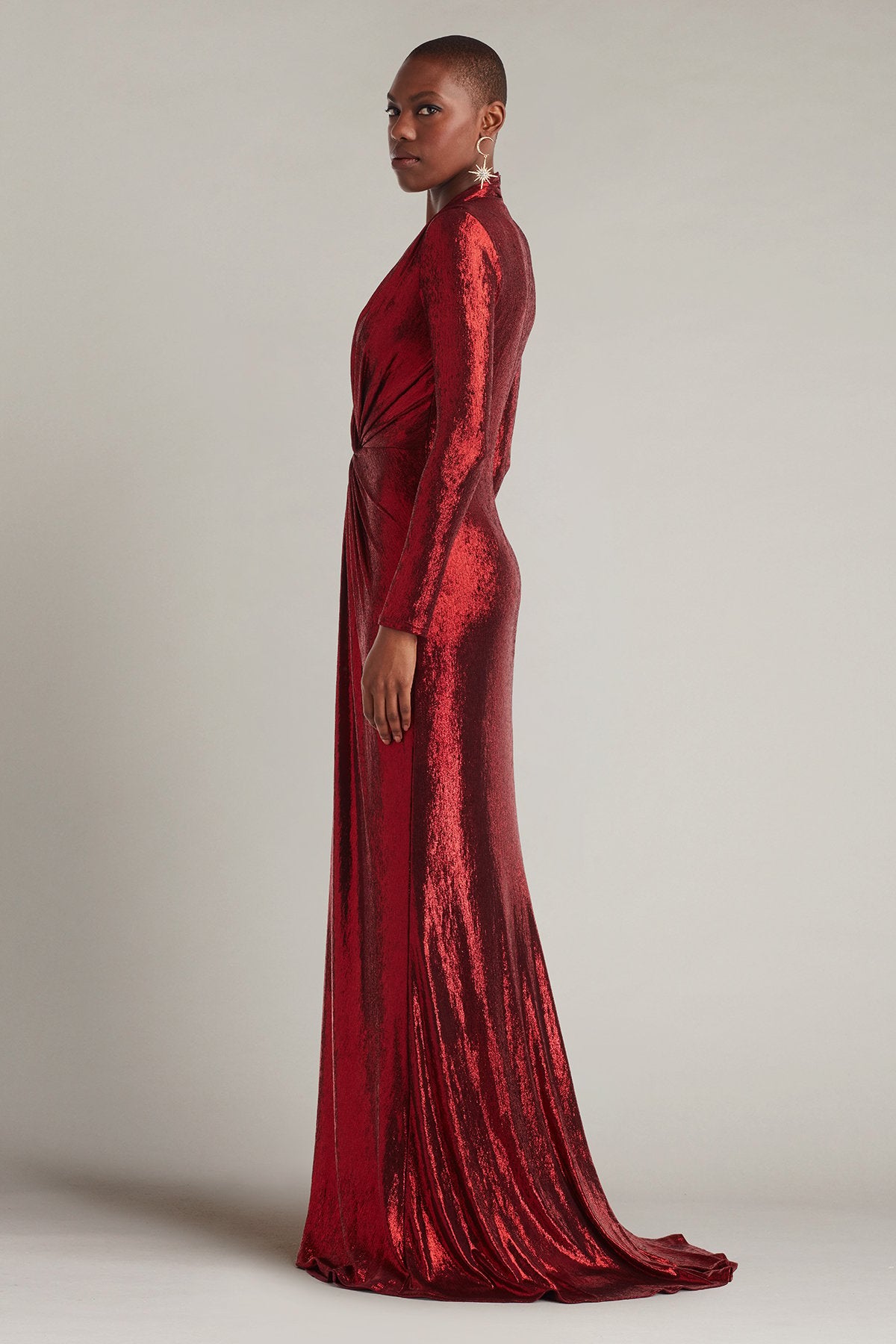 Ferrum Metallic Twist Drape Gown
