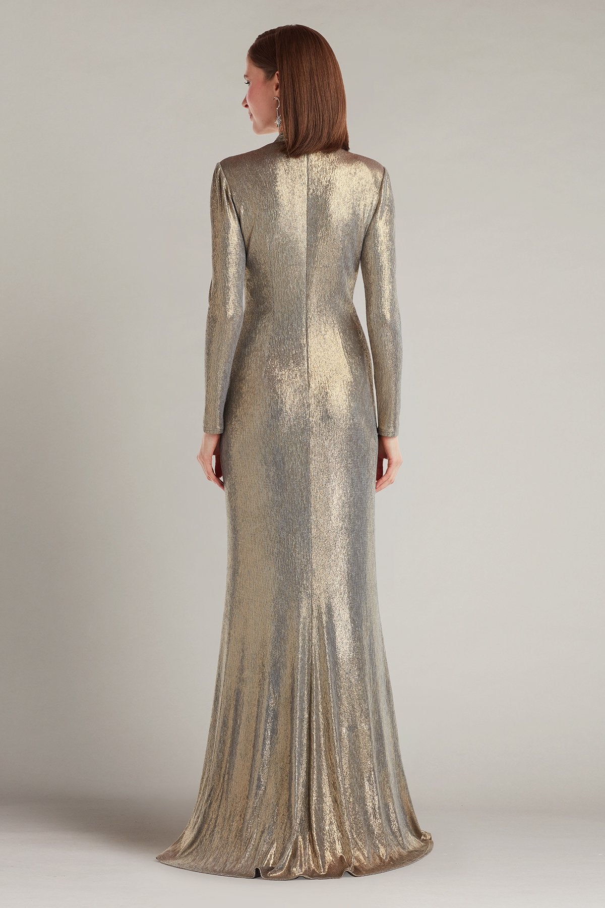 Ferrum Metallic Twist Drape Gown
