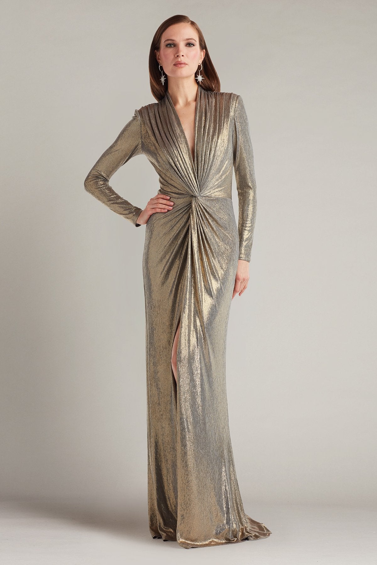 Ferrum Metallic Twist Drape Gown