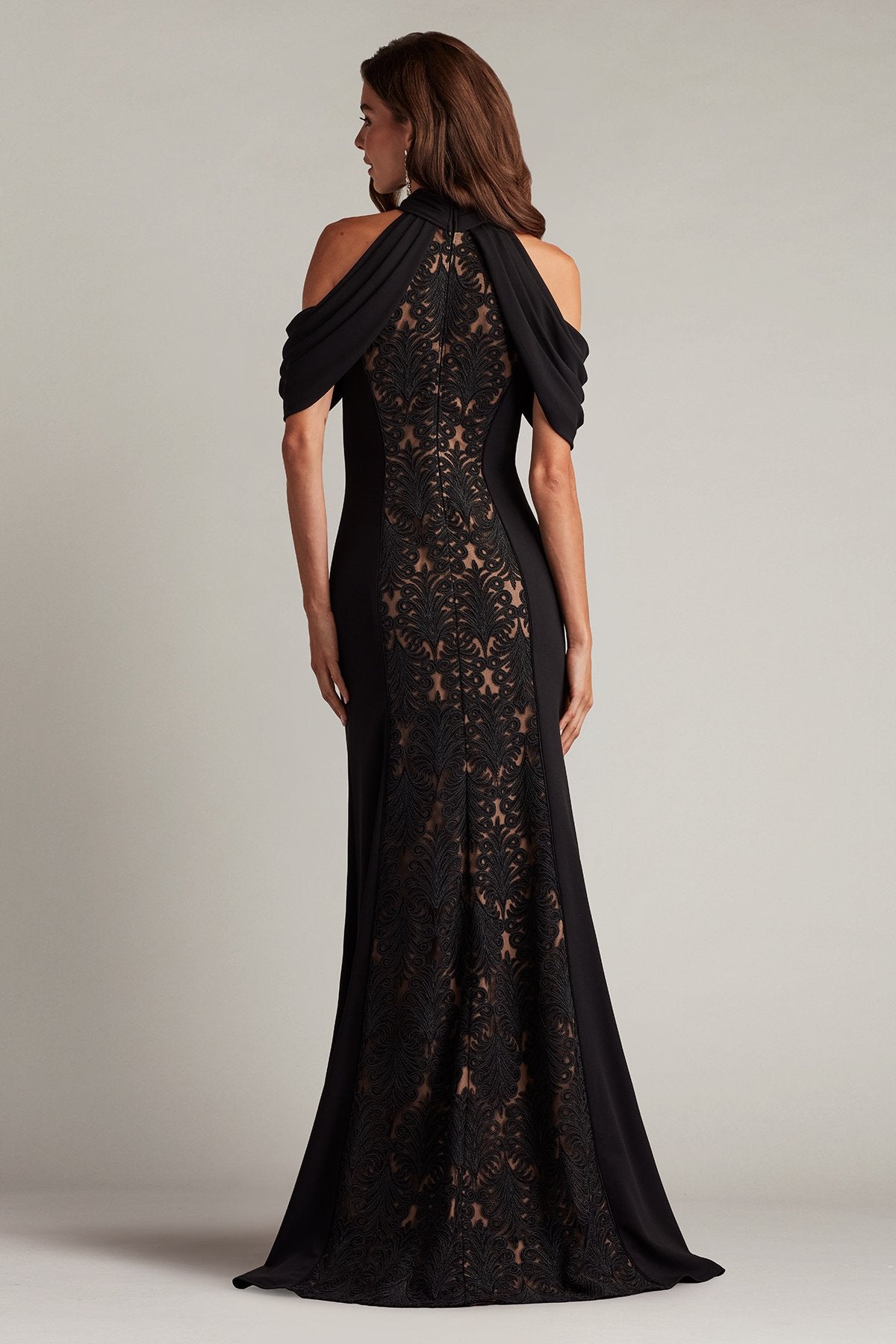 Kato Embroidered Off-Shoulder Halter Gown