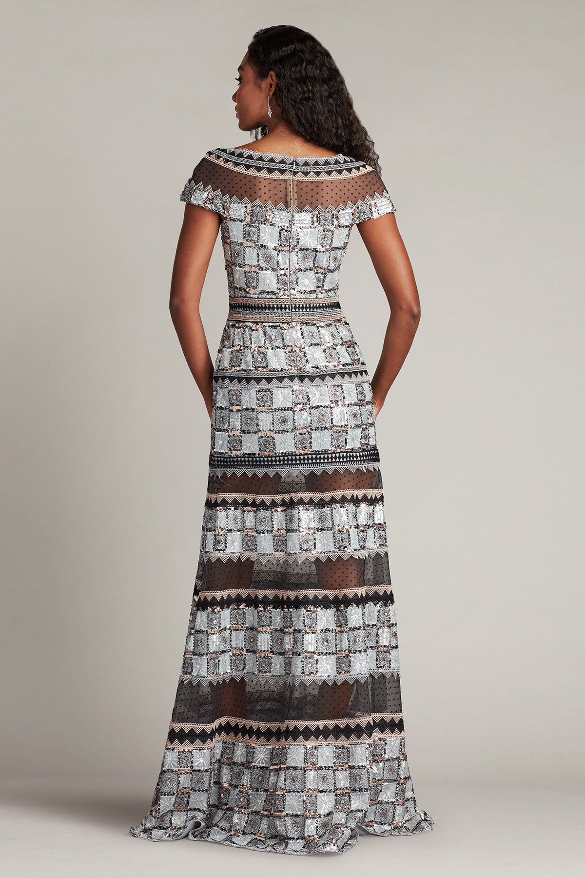 Jovie Sequin Embroidered Illusion Gown