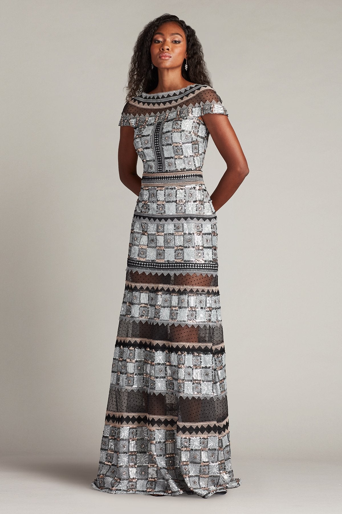 Jovie Sequin Embroidered Illusion Gown