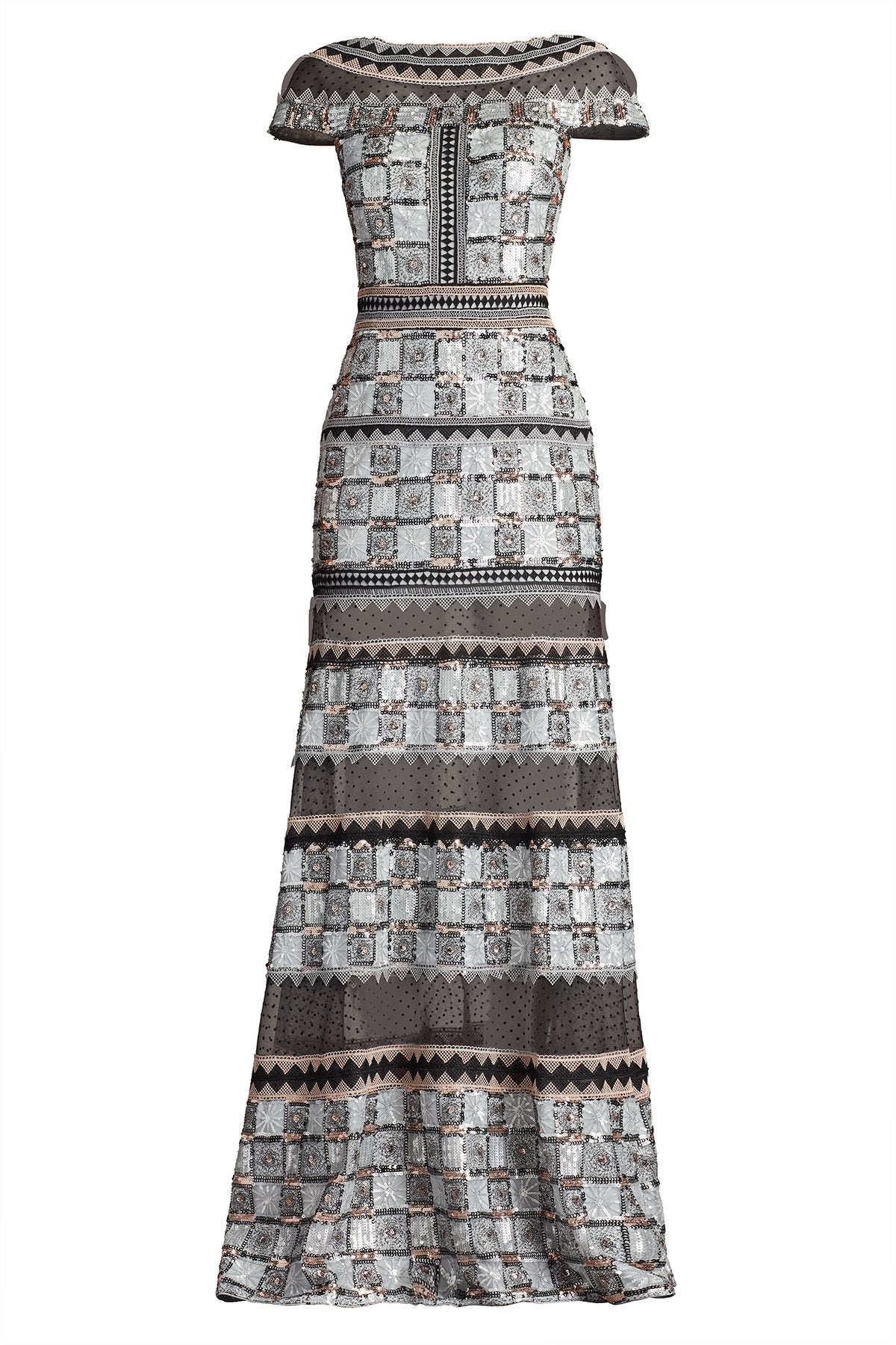 Jovie Sequin Embroidered Illusion Gown