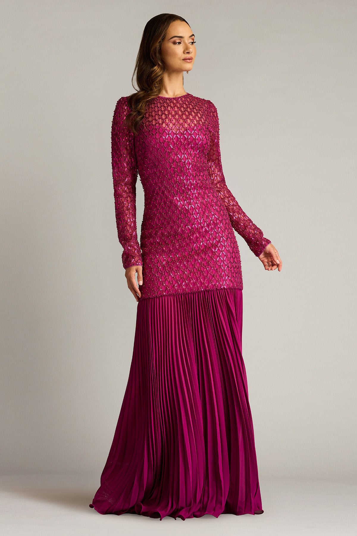 Halim Sequin Embroidered Illusion Gown