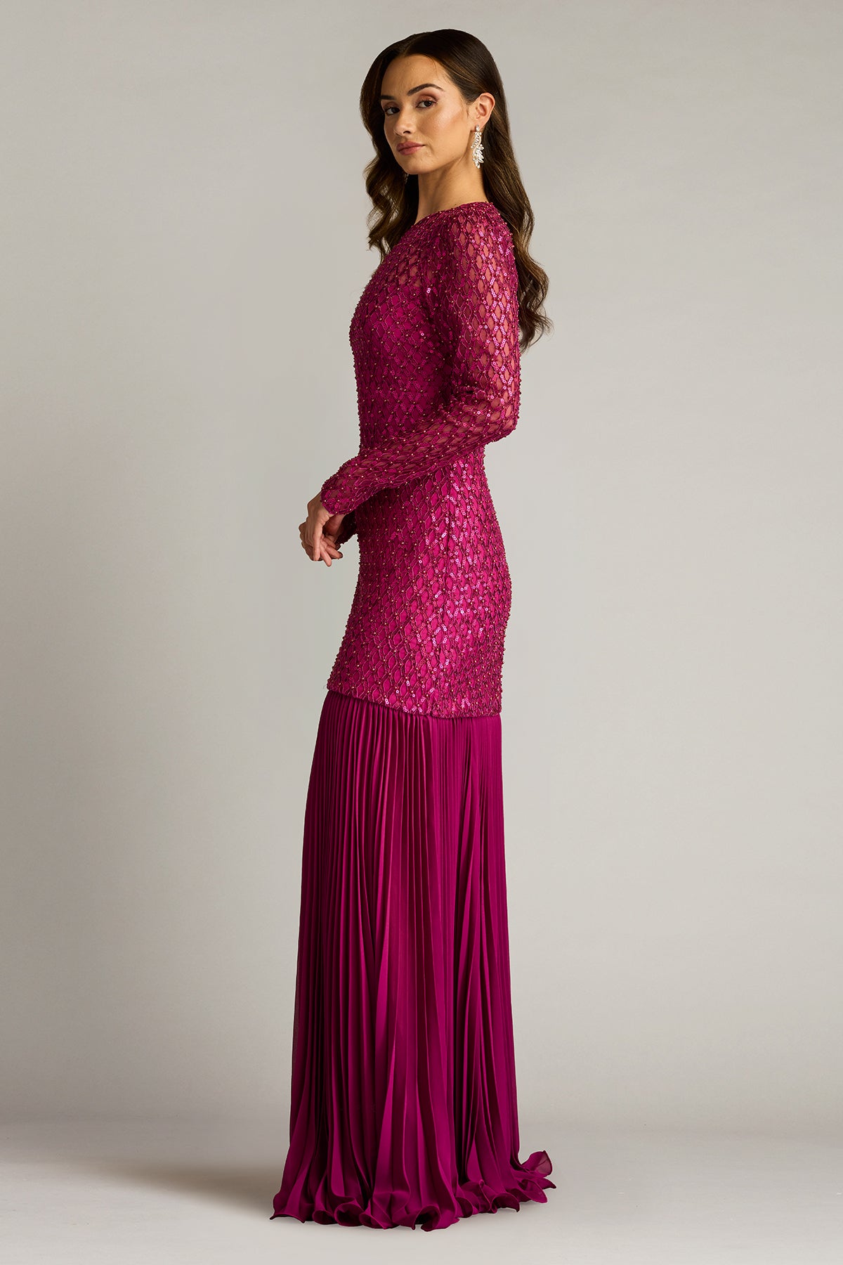 Halim Sequin Embroidered Illusion Gown
