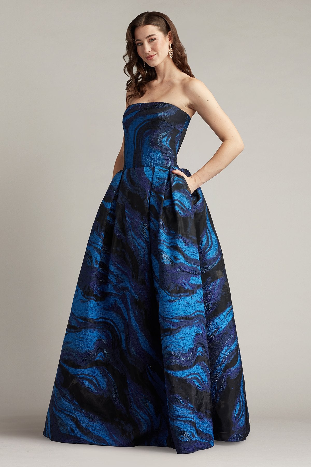 Valora Strapless Jacquard Ball Gown