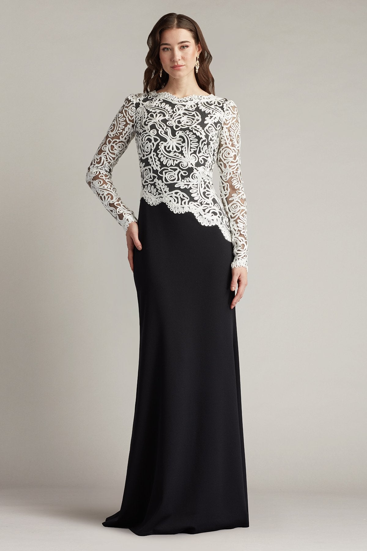 Randall Embroidered Crepe Gown