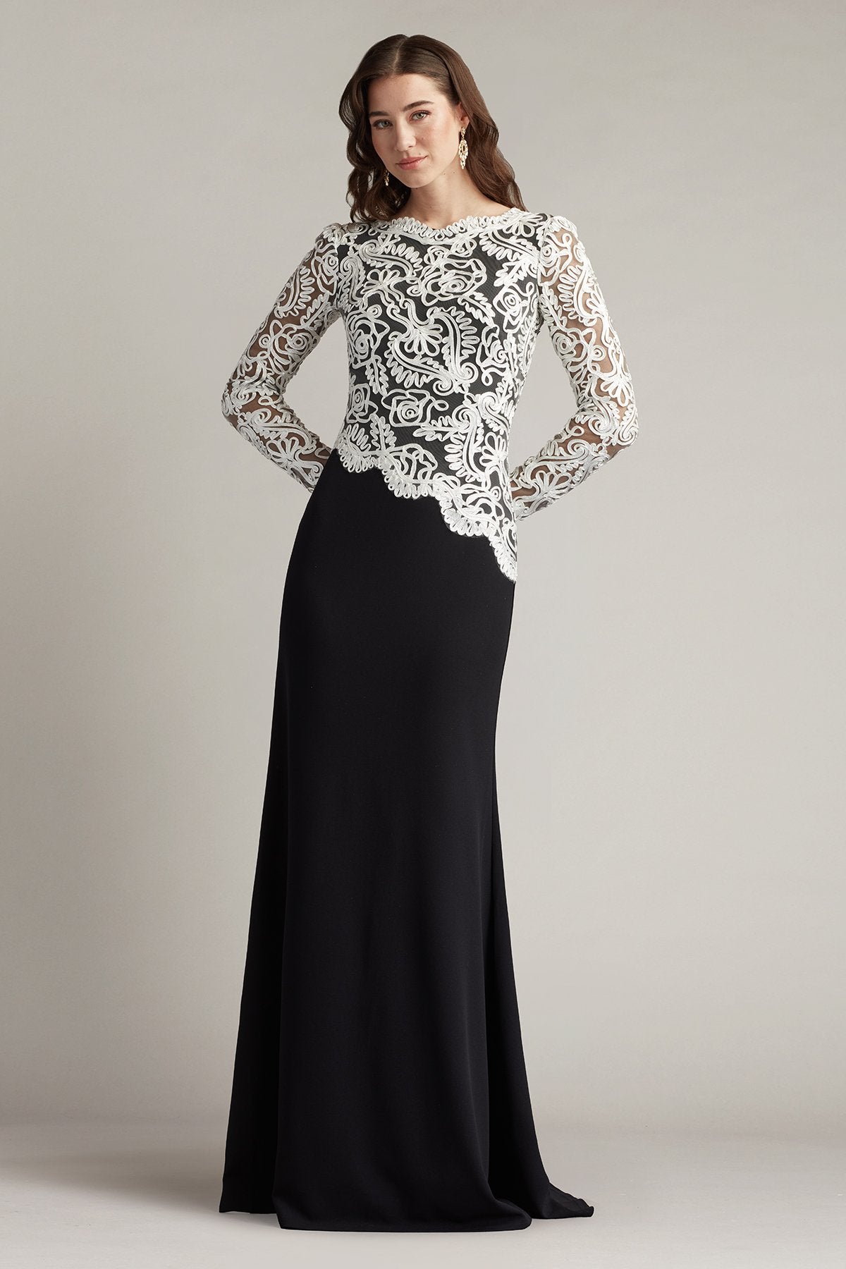 Randall Embroidered Crepe Gown