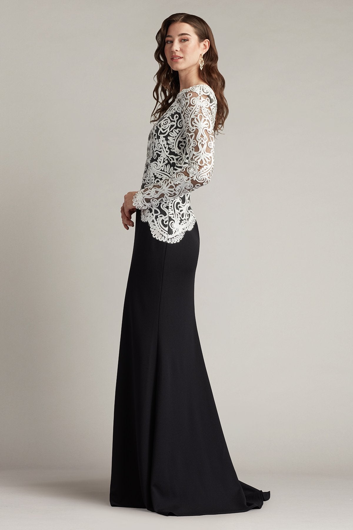 Randall Embroidered Crepe Gown