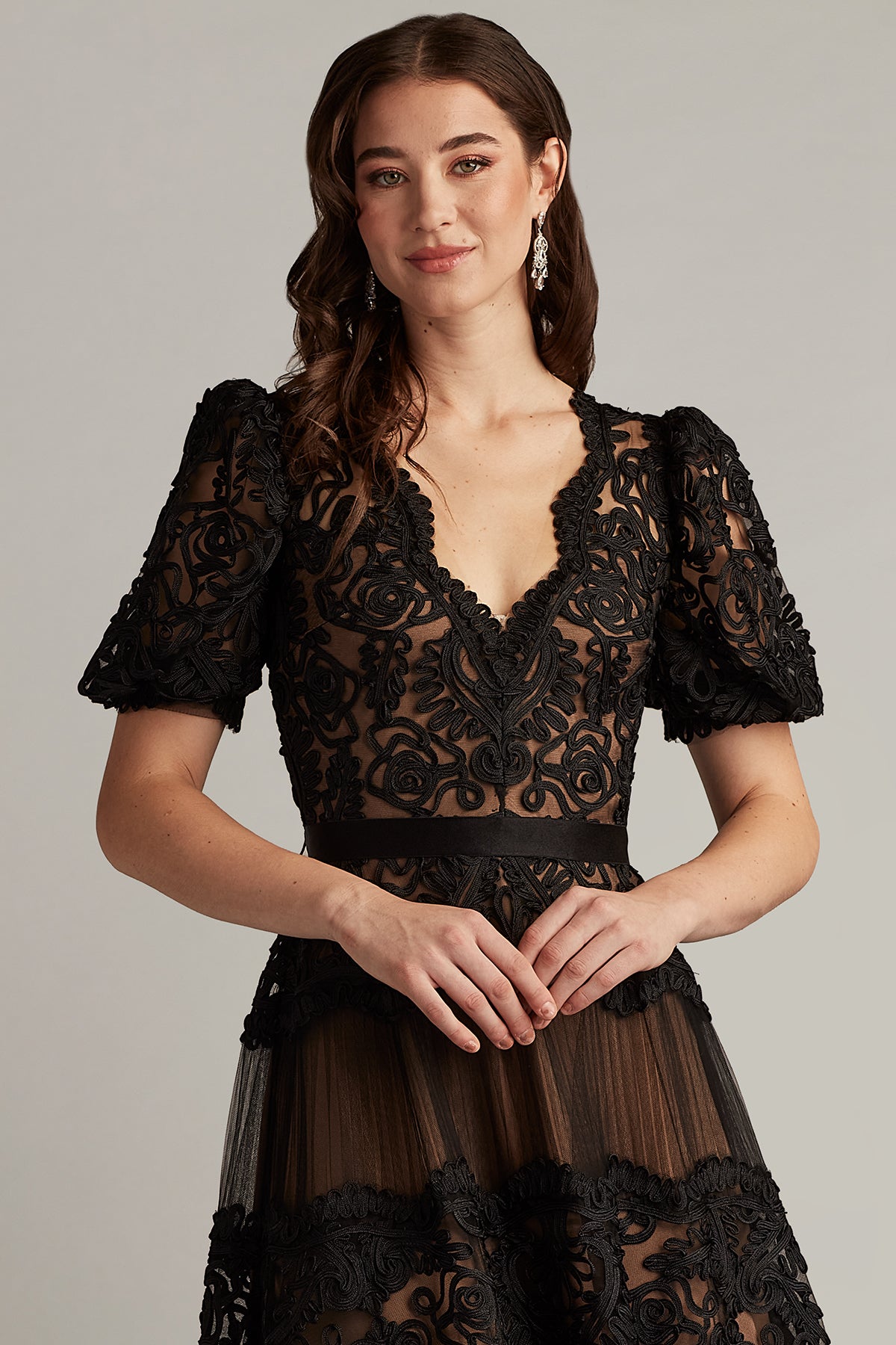 Belline Embroidered Chiffon Midi Dress