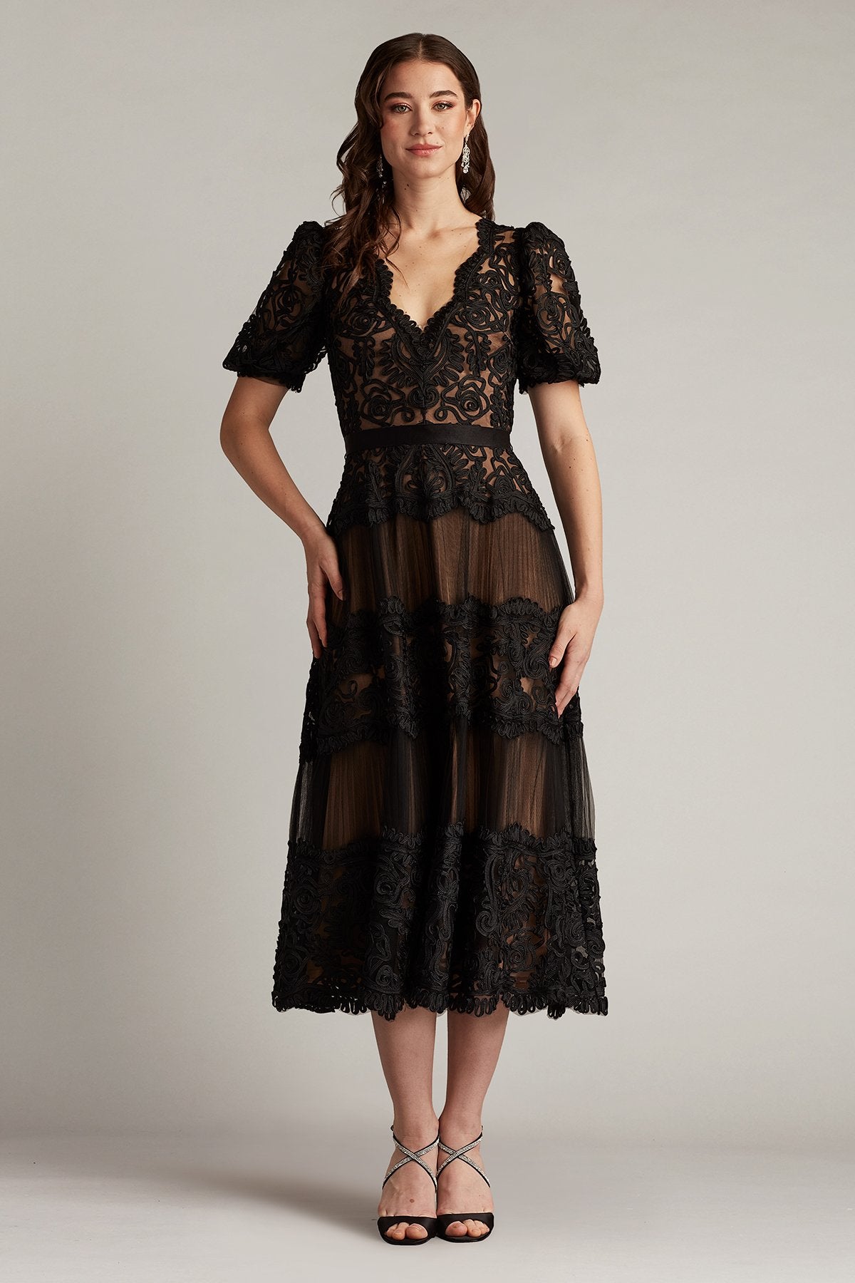 Belline Embroidered Chiffon Midi Dress