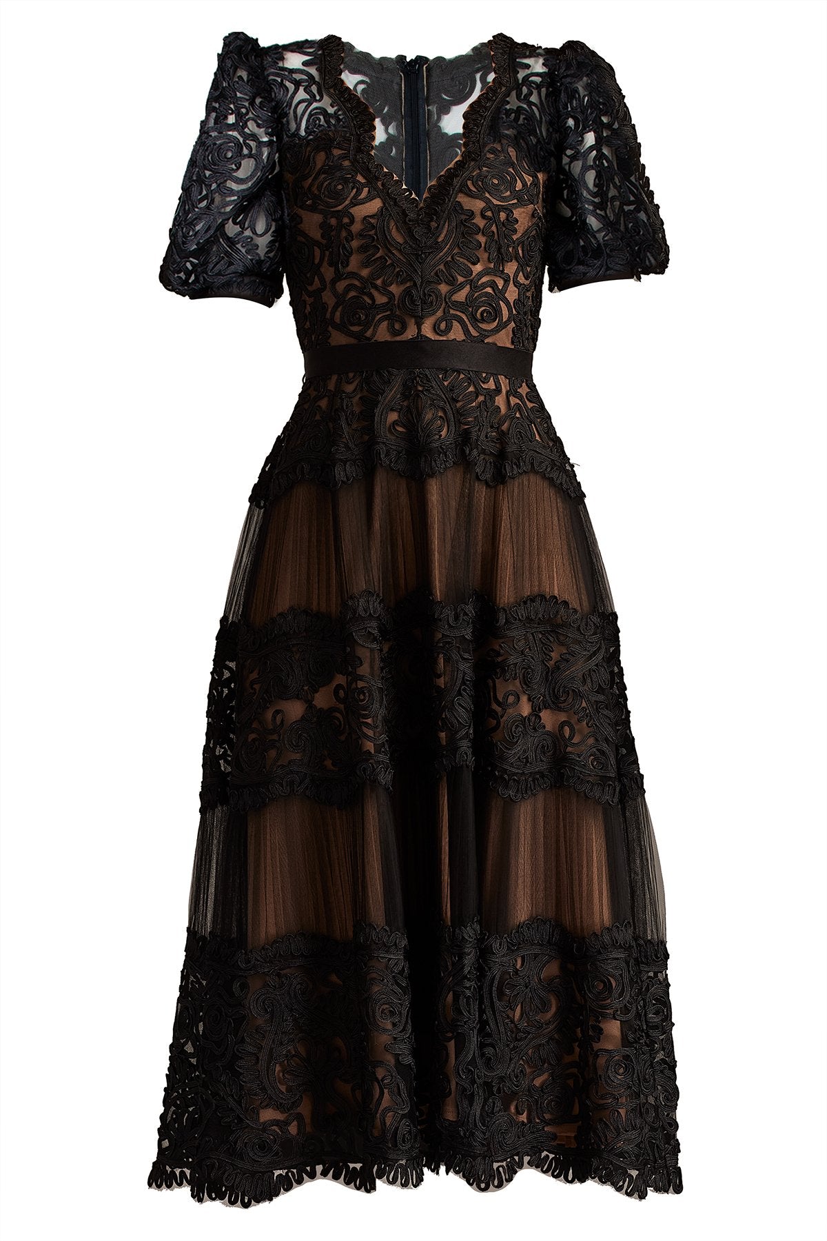 Belline Embroidered Chiffon Midi Dress