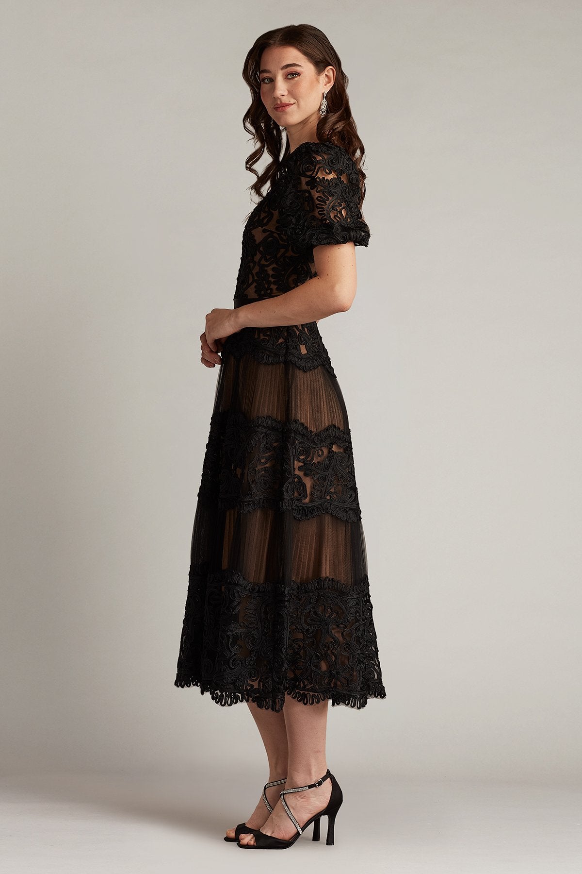Belline Embroidered Chiffon Midi Dress