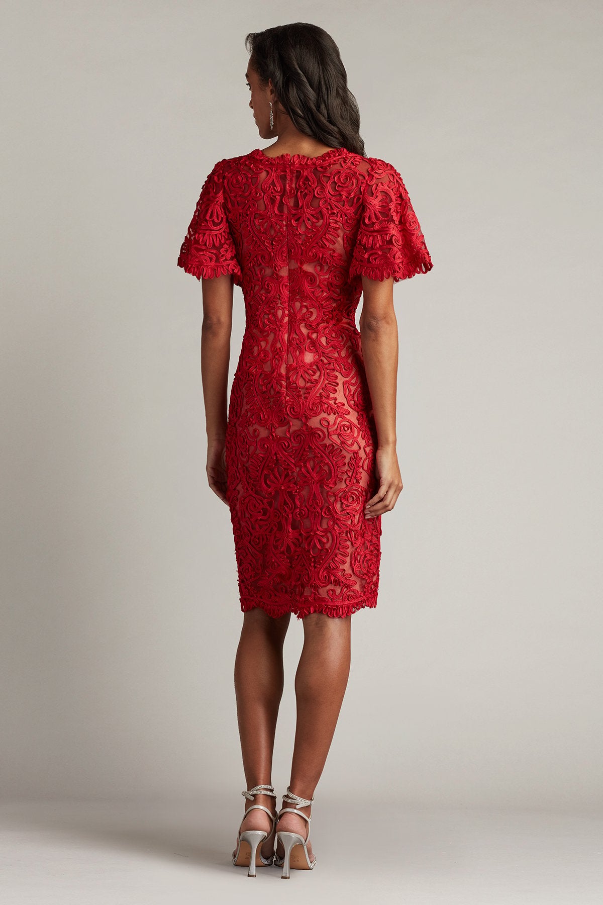 Arnett Embroidered Flutter Sleeve Dress
