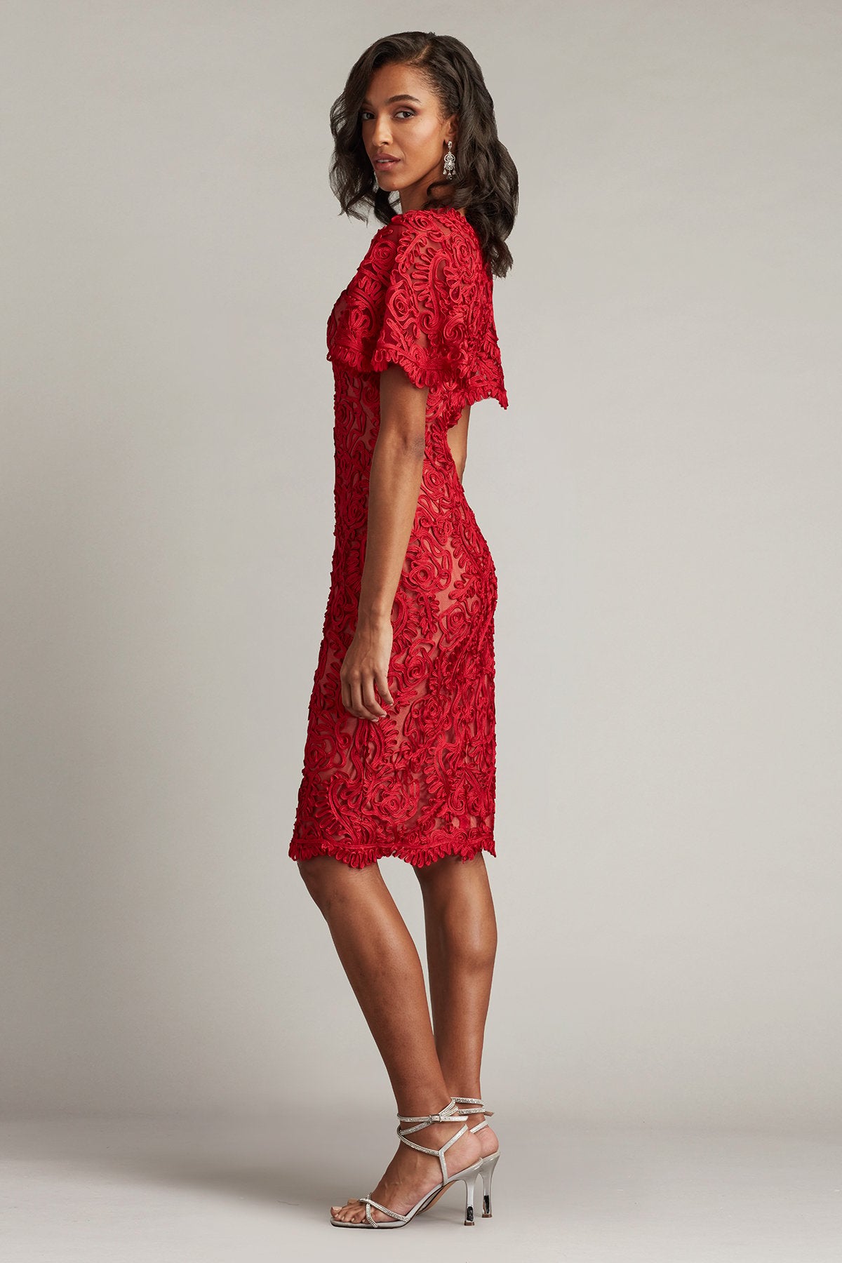 Arnett Embroidered Flutter Sleeve Dress