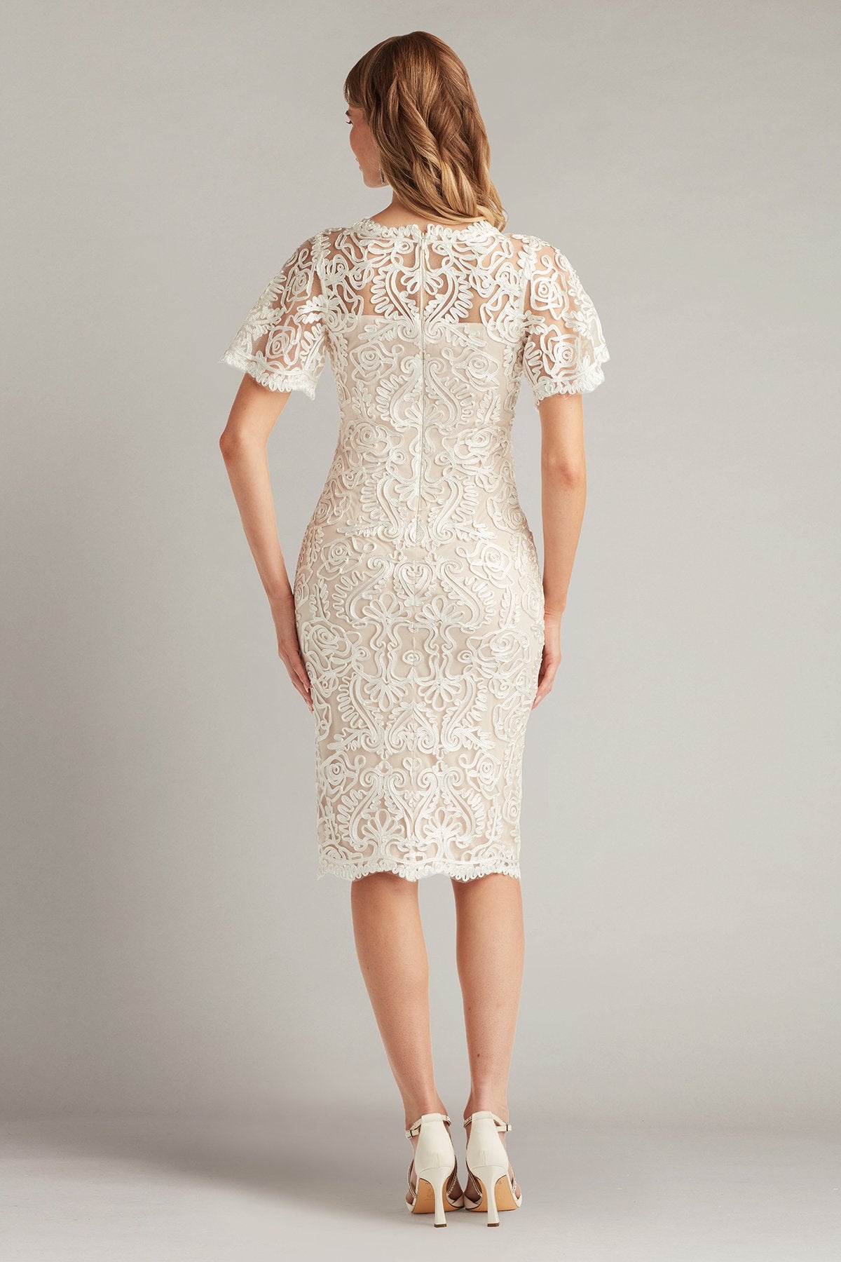 Arnett Embroidered Flutter Sleeve Dress
