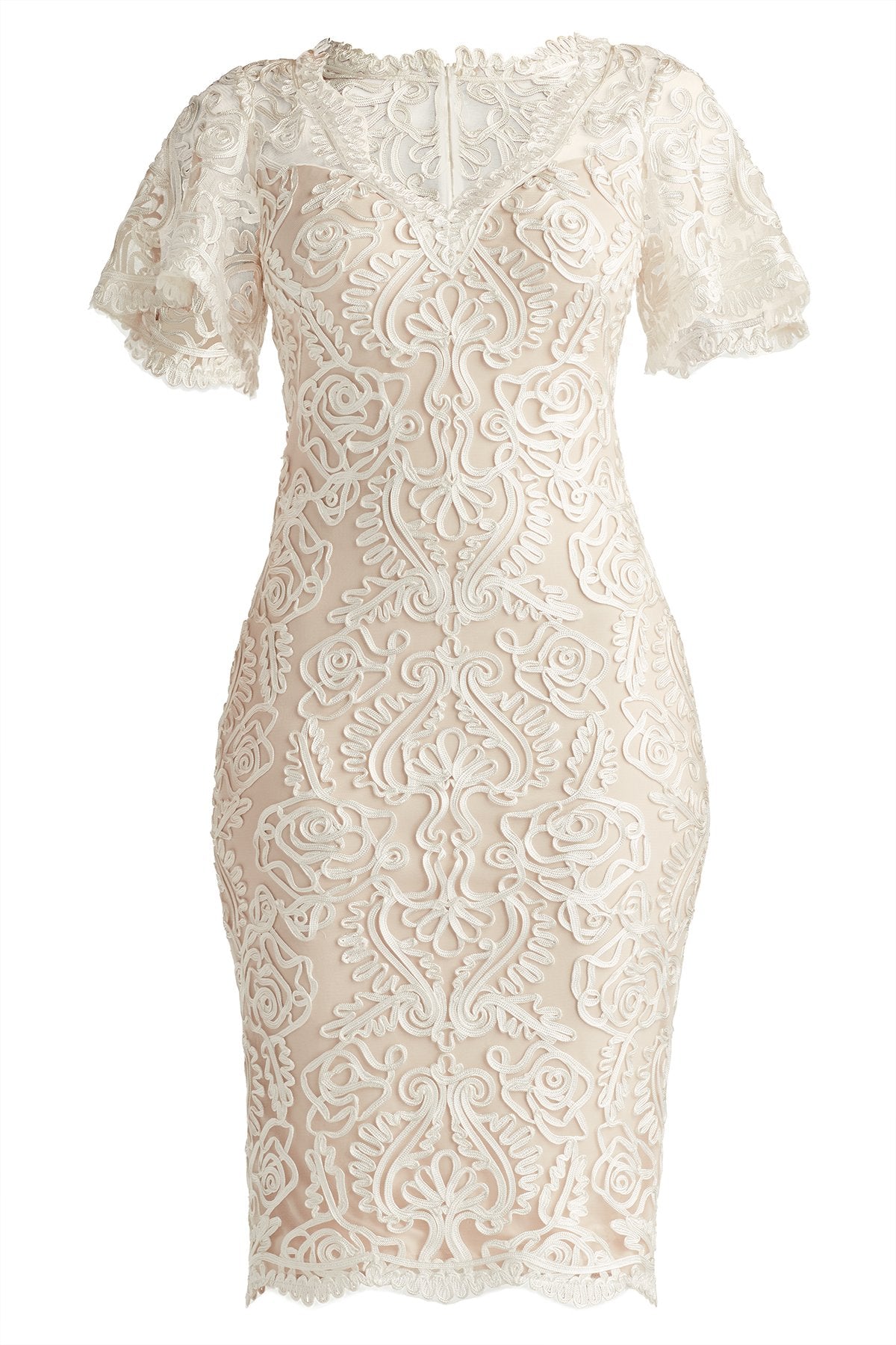Arnett Embroidered Flutter Sleeve Dress