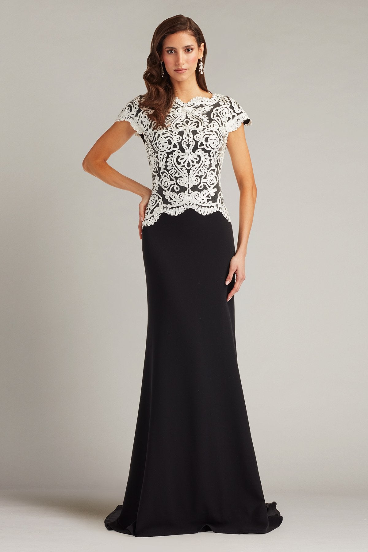Isadora Embroidered Crepe Gown