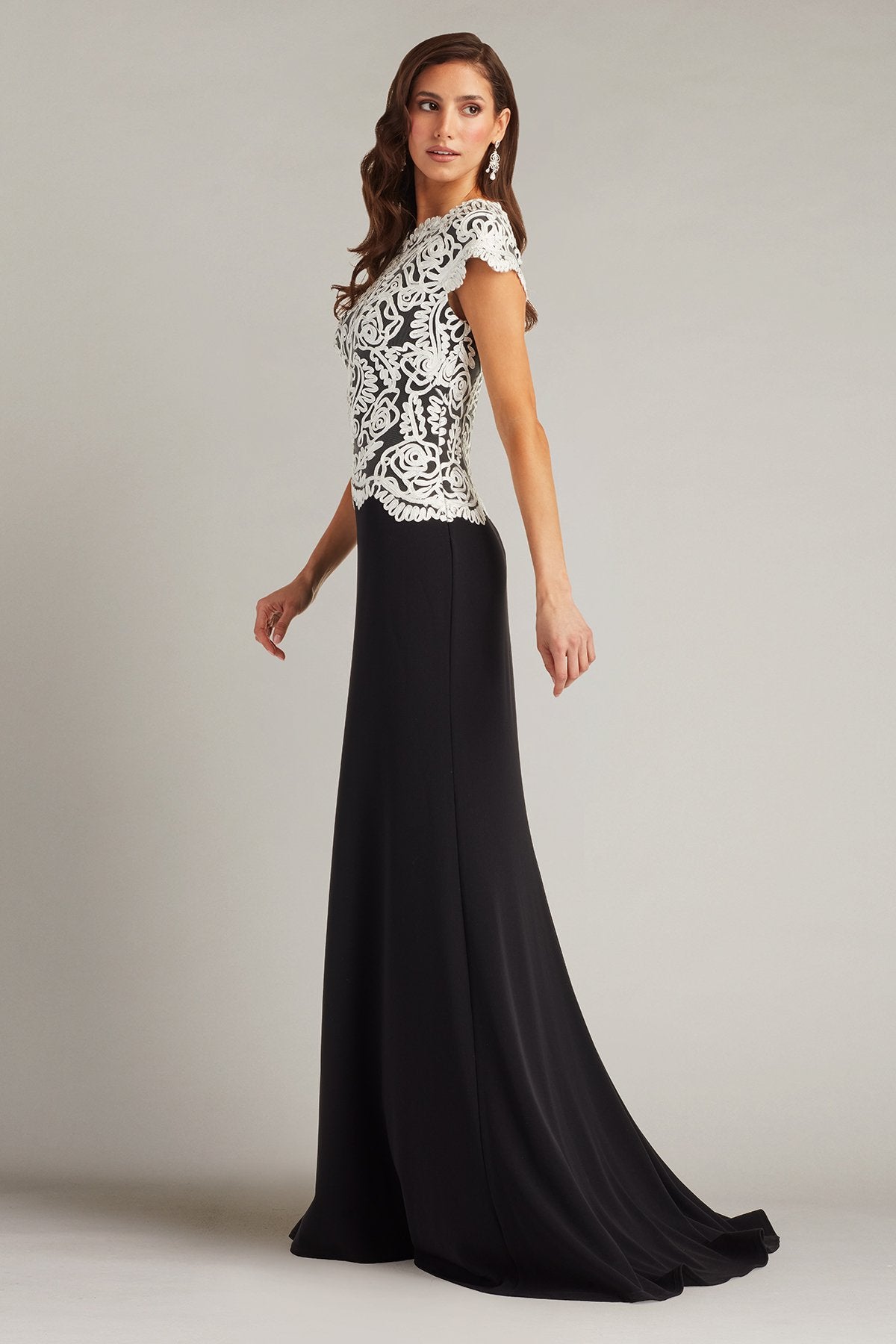 Isadora Embroidered Crepe Gown