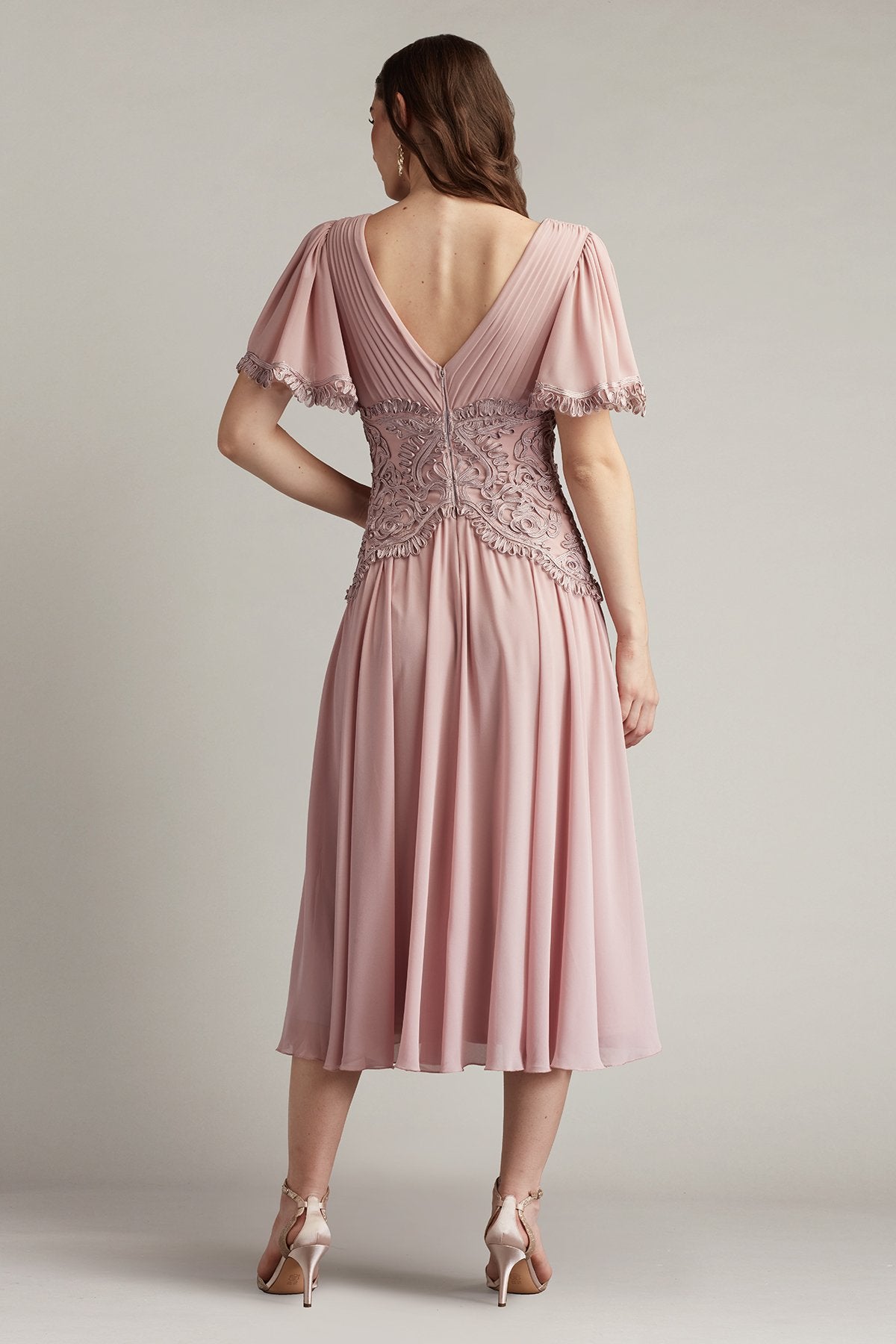 Indira Embroidered Chiffon Midi Dress