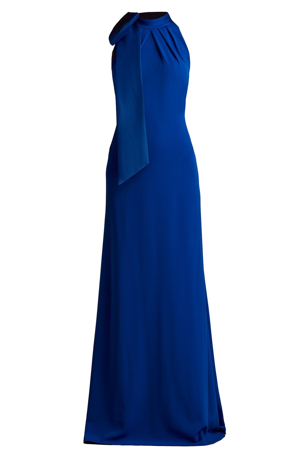 Sims Taffeta Shoulder Bow Halter Gown